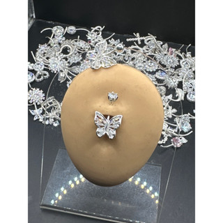 khuyên rốn bạc hồ điệp đá baget