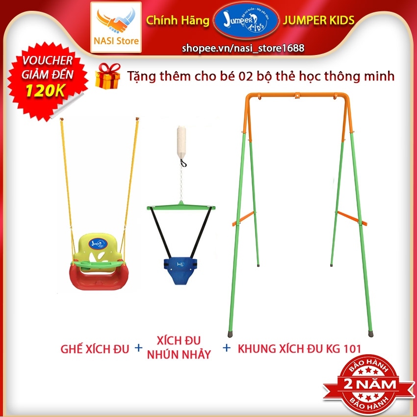 Combo xích đu nhún nhảy tập đi cho bé Jumper Kids JPG101 + ghế xích đu tích hợp bàn ăn dặm