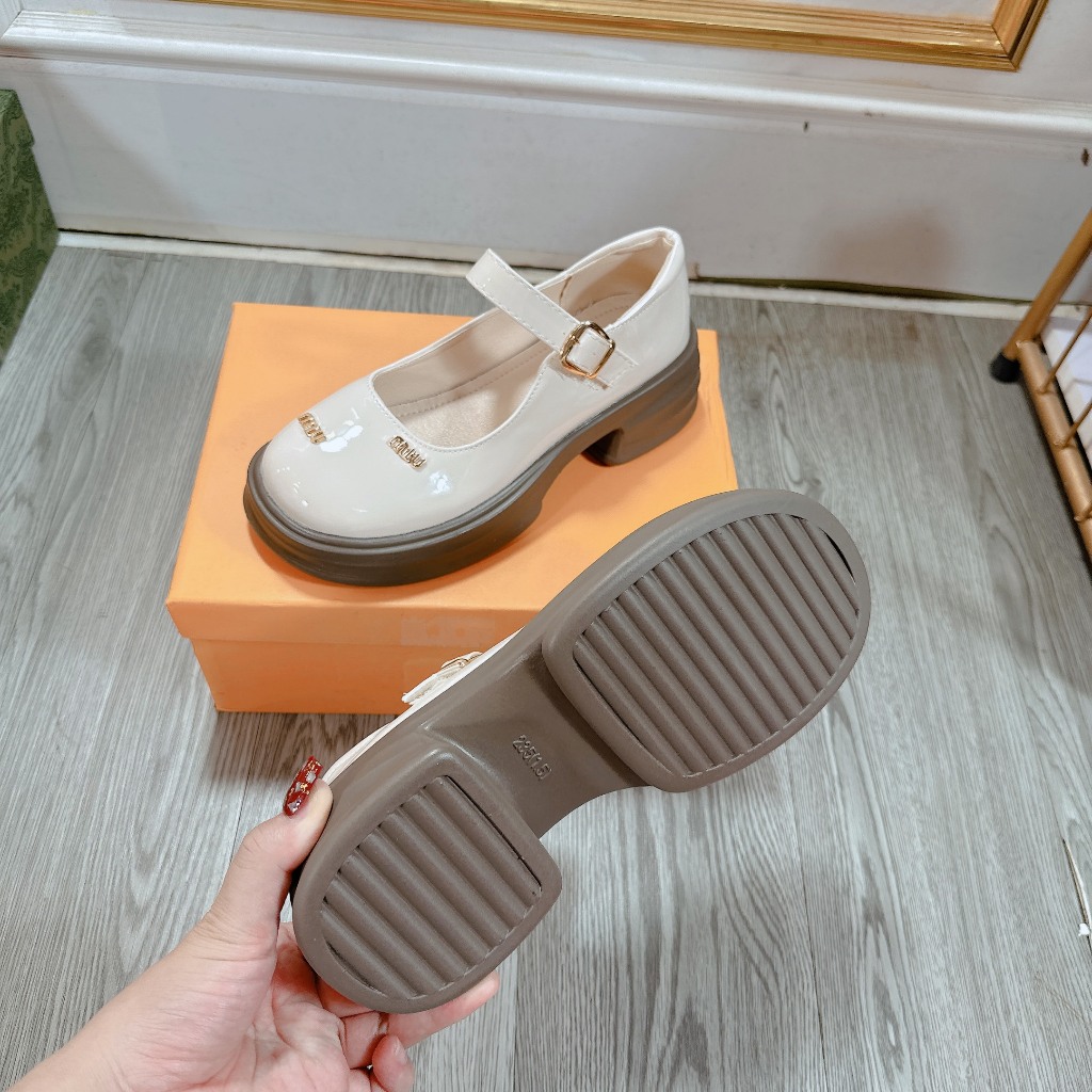 Giày da lười nữ mũi tròn phong cách da cao cấp