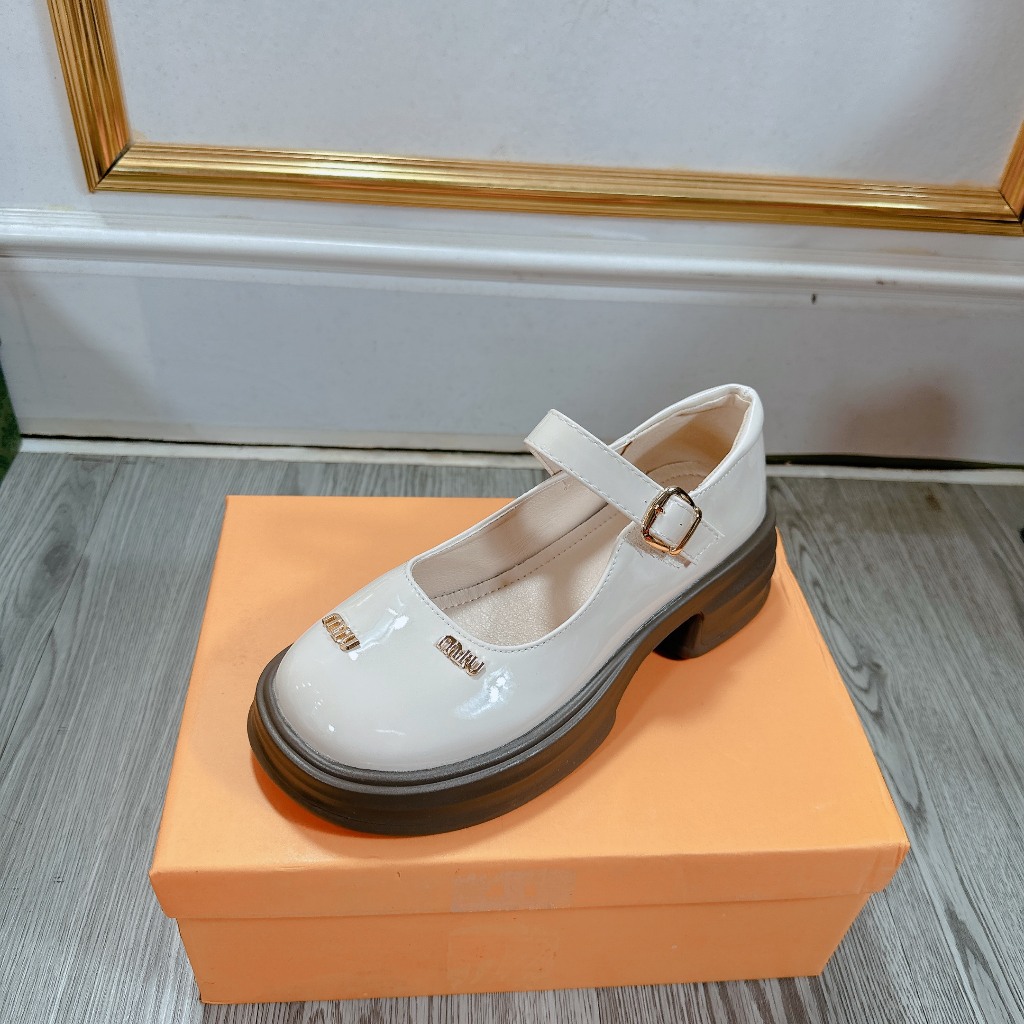 Giày da lười nữ mũi tròn phong cách da cao cấp