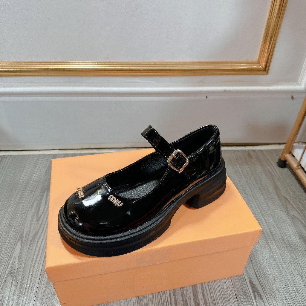 Giày da lười nữ mũi tròn phong cách da cao cấp