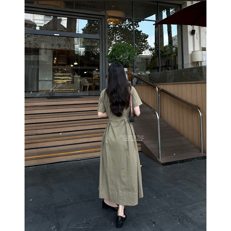 𝐒𝐞𝐫𝐢𝐧𝐚 𝐃𝐫𝐞𝐬𝐬 - Váy Cổ Tròn Ly Eo Linen