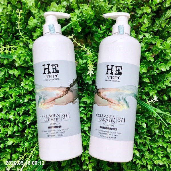 Dầu gội xả keratin HE TEPI 1000ML * 2 Kiềm dầu phục hồi nang tóc siêu mềm mượt hương nước hoa