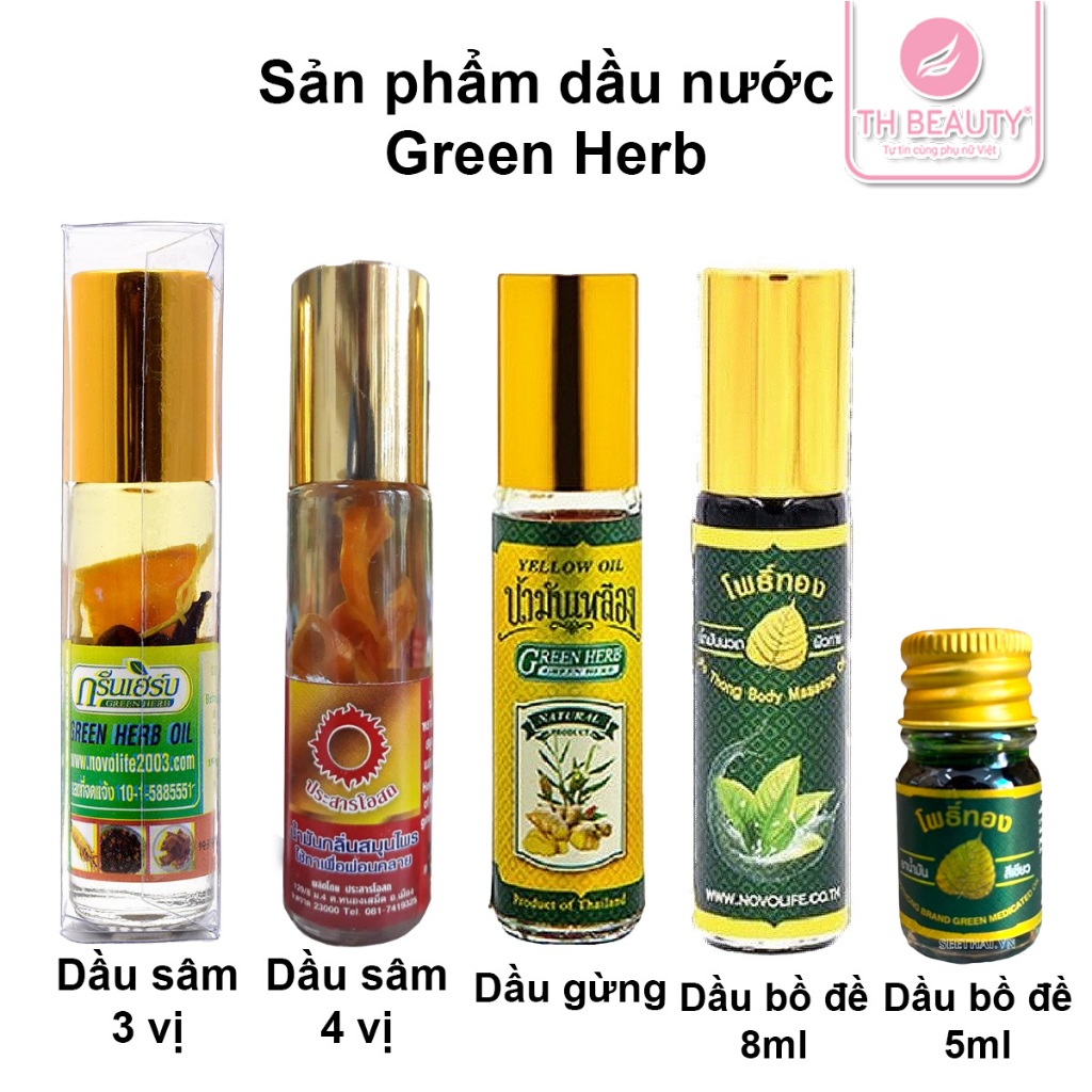 Dầu Nhân Sâm Ginseng Green Herb Oil 8ml Thái Lan, Dầu Gừng, Dầu Bồ Đề Green Herb, Dầu Sâm Đỏ