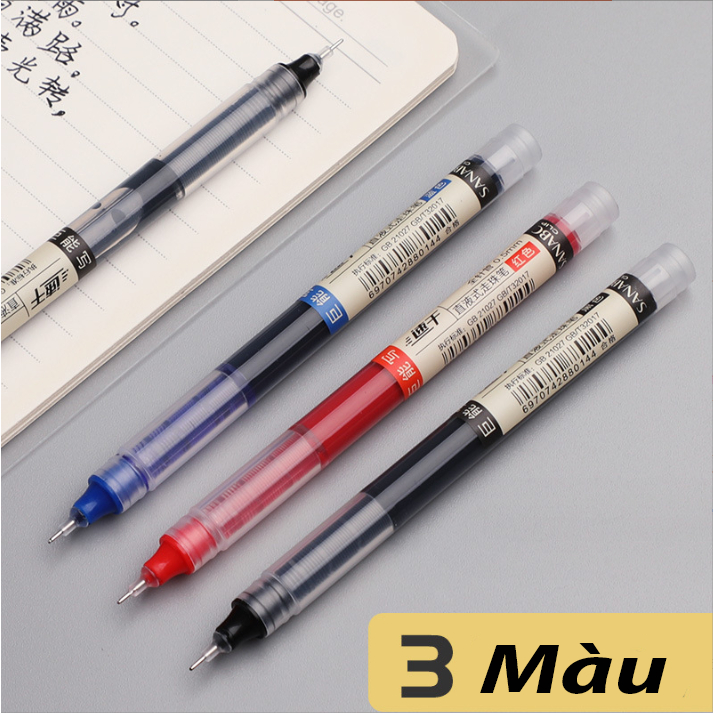 Bút gel nước ống lớn văn phòng phẩm Smiao ngòi 0.5mm 3 màu xanh đen đỏ B58