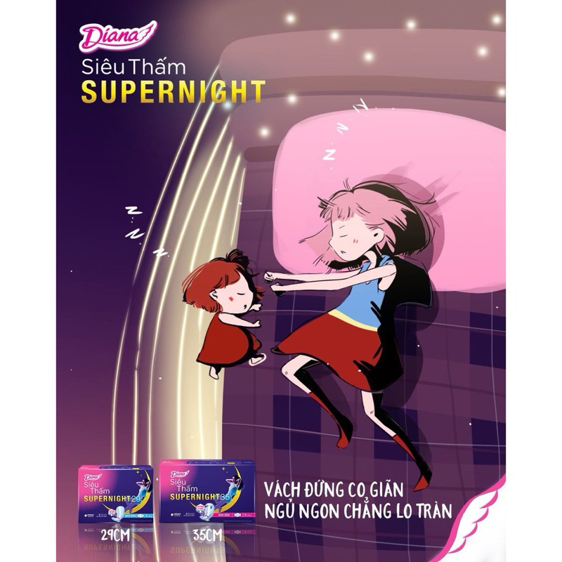 Băng Vệ Sinh Diana Super Night 35cm Có Cánh Ban Đêm