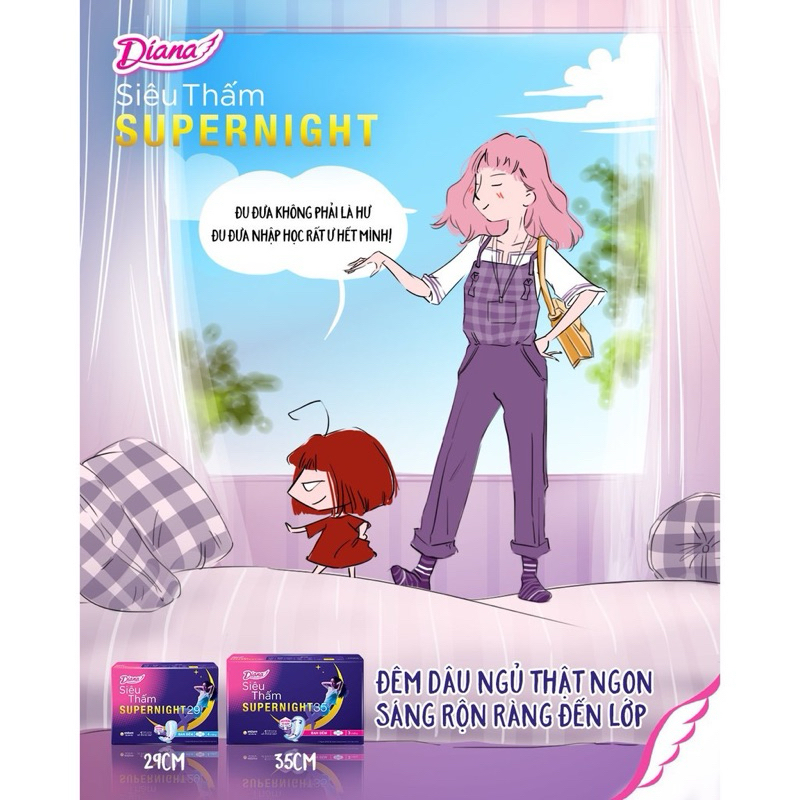 Băng Vệ Sinh Diana Super Night 35cm Có Cánh Ban Đêm