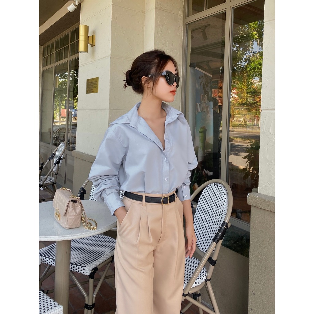 Áo sơ mi CHARMO chất kate appolo mát mịn freesize Basic Wide Shirt