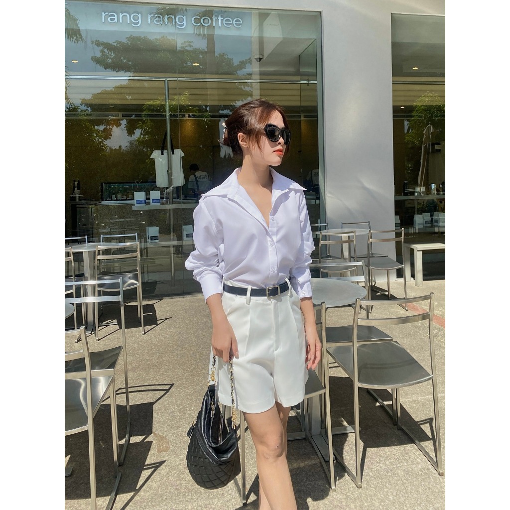 Áo sơ mi CHARMO chất kate appolo mát mịn freesize Basic Wide Shirt