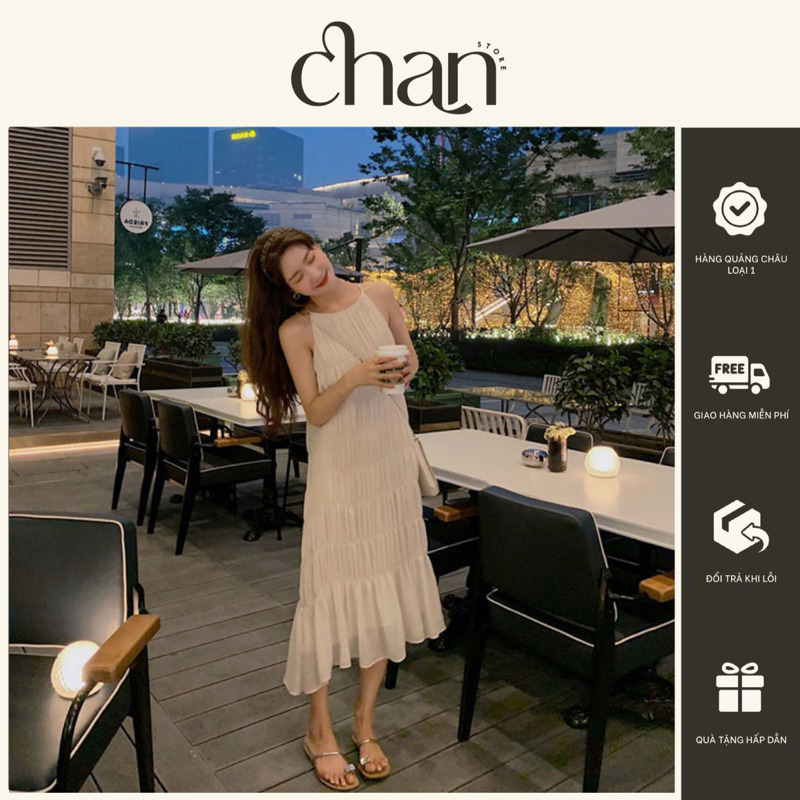 Váy đầm hai dây đi biển dáng suông phong cách hàn quốc