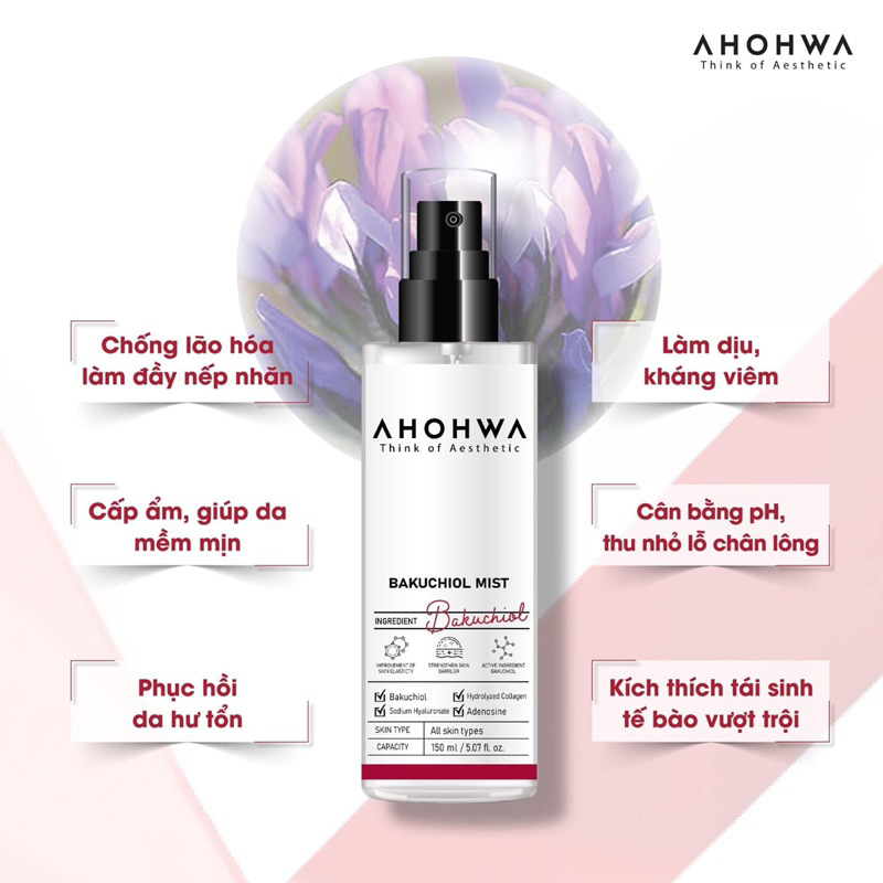 XỊT KHOÁNG CĂNG BÓNG, TRẺ HOÁ SINH HỌC BAKUCHIOL - 150ML