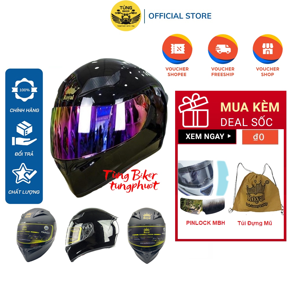 Mũ Bảo Hiểm Full Face Royal M138B - Bảo Hành 12 Tháng (TẶNG PINKLOCK)