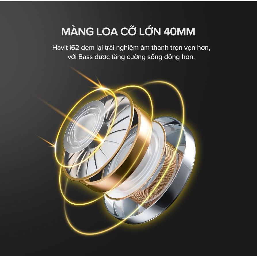 Tai Nghe Bluetooth Headphone HAVIT i62, Driver 40mm, BT 5.3, Nghe Đến 20H, Gập Gọn 90, Nghe thẻ nhớ, có đài FM