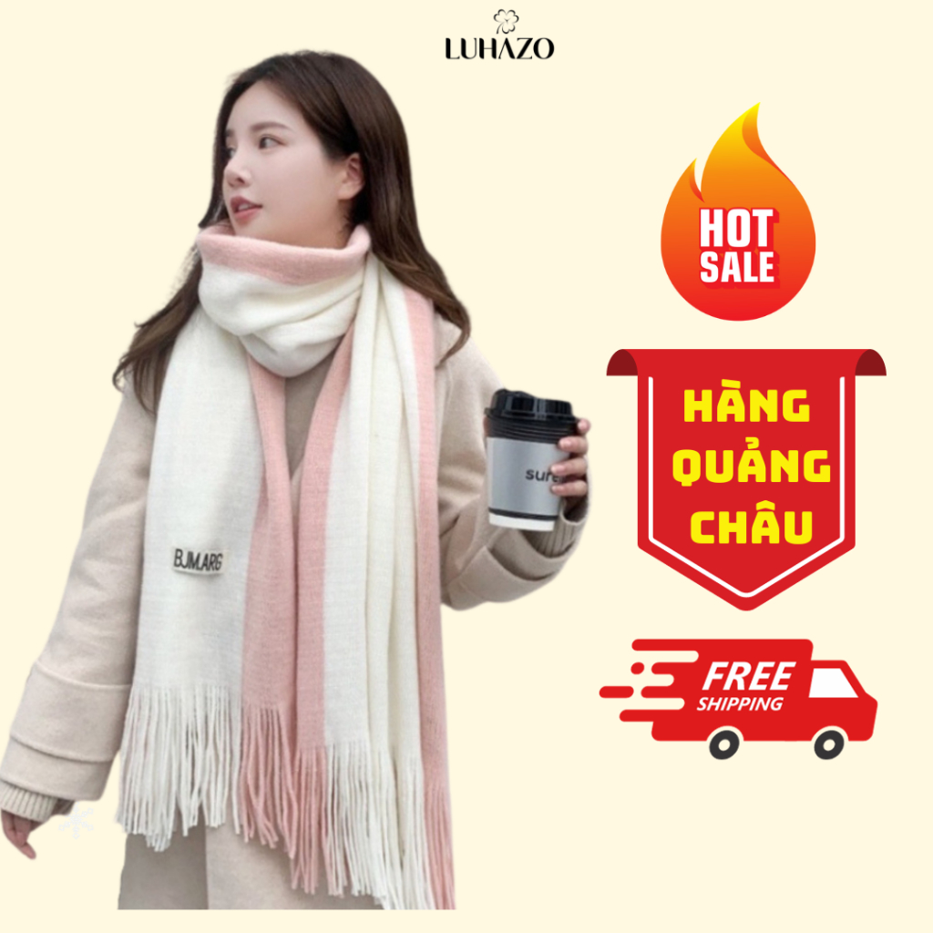 Khăn quàng cổ len nữ cashmere mùa đông Dày Mịn LUHAZO Hàng Quảng Châu phong cách thời trang Siêu Đẹp