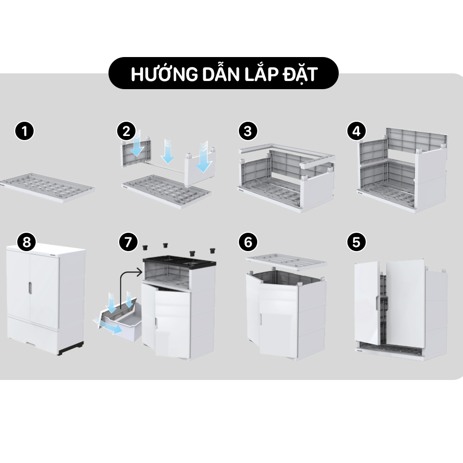 Tủ nhựa 2 cánh 4 ngăn Happy KID và FAMILY SUNHOUSE  - Dễ dàng tháo lắp