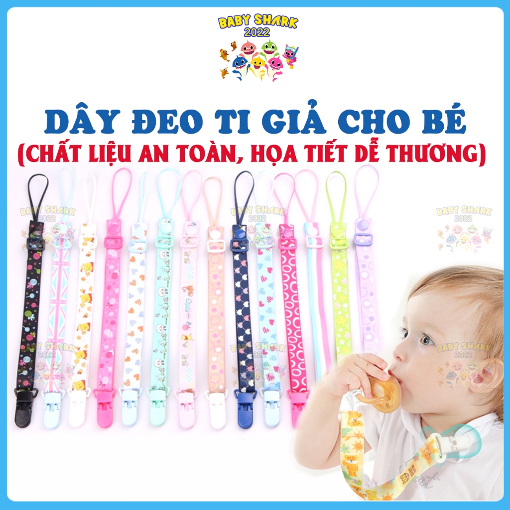 Dây đeo ti giả, gặm nướu cho bé [Dài 44cm, đIều chỉnh được độ dài]