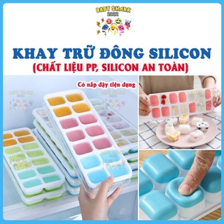 Khay làm đá silicon có nắp đậy 14 viên, khay trữ đông, làm đá thạch, ngăn mùi hiệu quả
