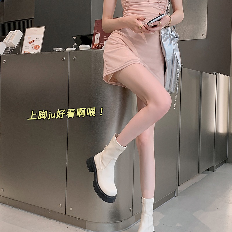 Giày bốt nữ cổ lửng khóa sườn, bốt martin chất da mềm đế răng cưa FULLBOX