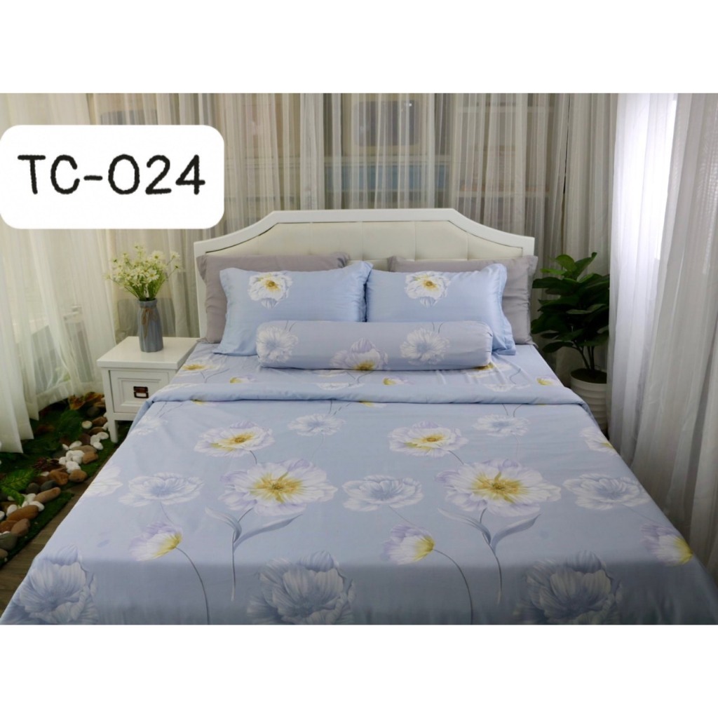 Bộ chăn ga gối Tencel MICROFIBER 5 Món[chăn 2mx2m,ga,2 vỏ gối nằm 1 vỏ gối ôm]