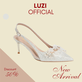 Giày cao gót nữ bít mũi Luzi LZ158, sandal gót nhọn 9cm nơ đá thời trang