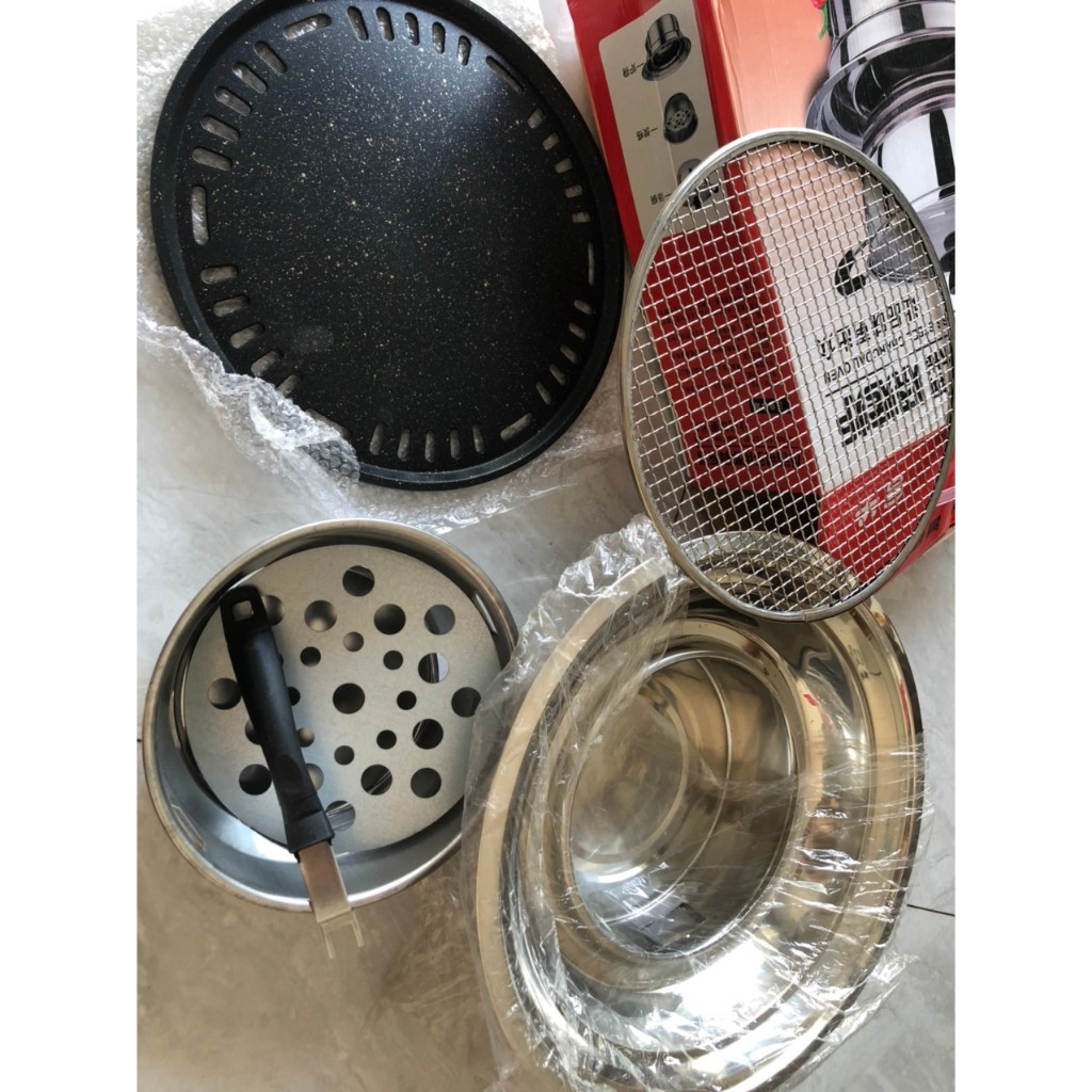 Bếp nướng than hoa bộ 2 loại vỉ âm bàn inox304 Huycook88 chuyên dụng cho hàng quán và gia đình siêu bền sạch tiện dụng