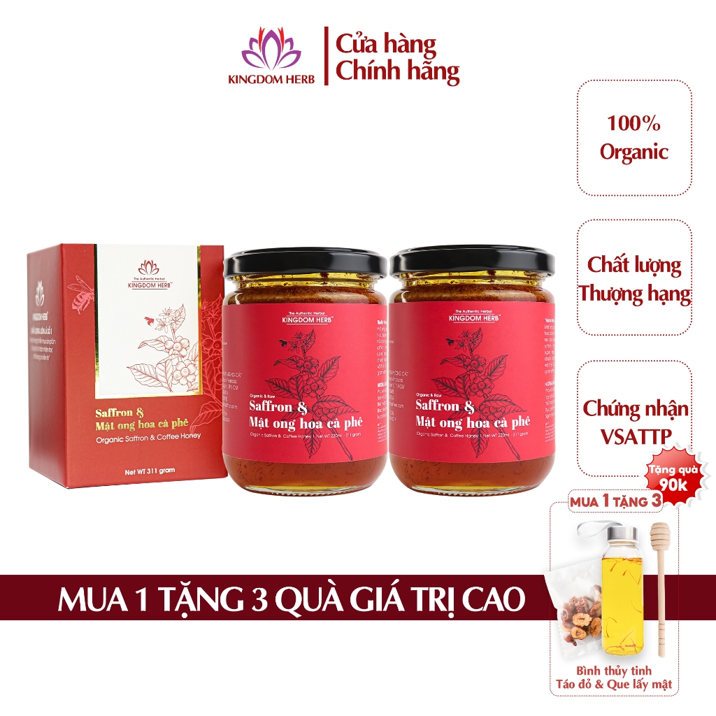 Combo saffron ngâm mật ong Kingdom Herb chính hãng 2 hộp (hộp/311gr)