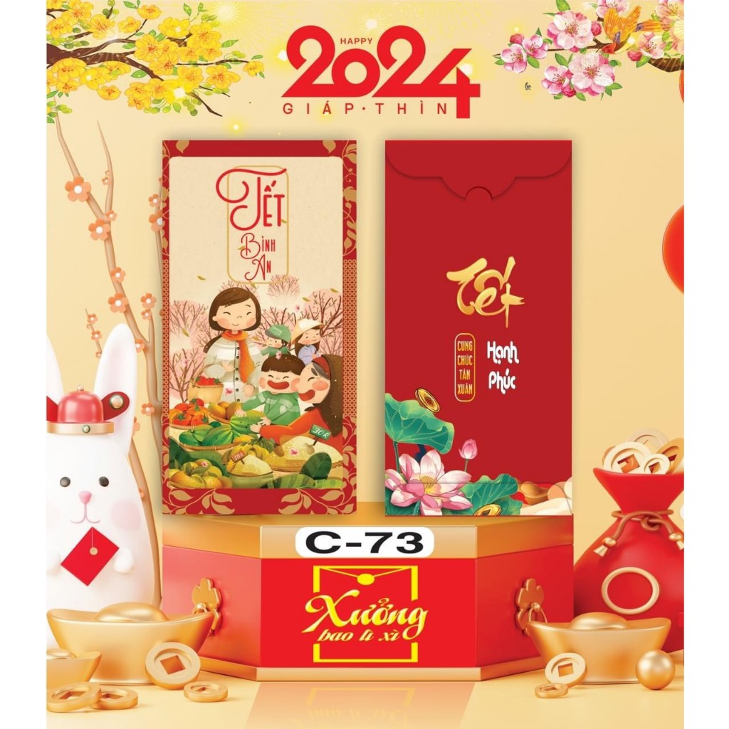 Túi 10 phong bao lì xì tết chọn mẫu truyền thống mẫu rồng đã đóng túi bóng xịn xò