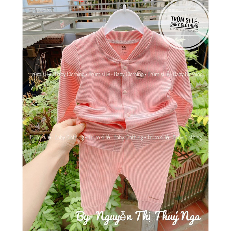 BAMBOLA Bộ áo quần dày tay BAMBOLA cài cúc chéo/ cúc giữa chất liệu cotton nu petit cao cấp cho bé yêu từ 0 - 6 tháng