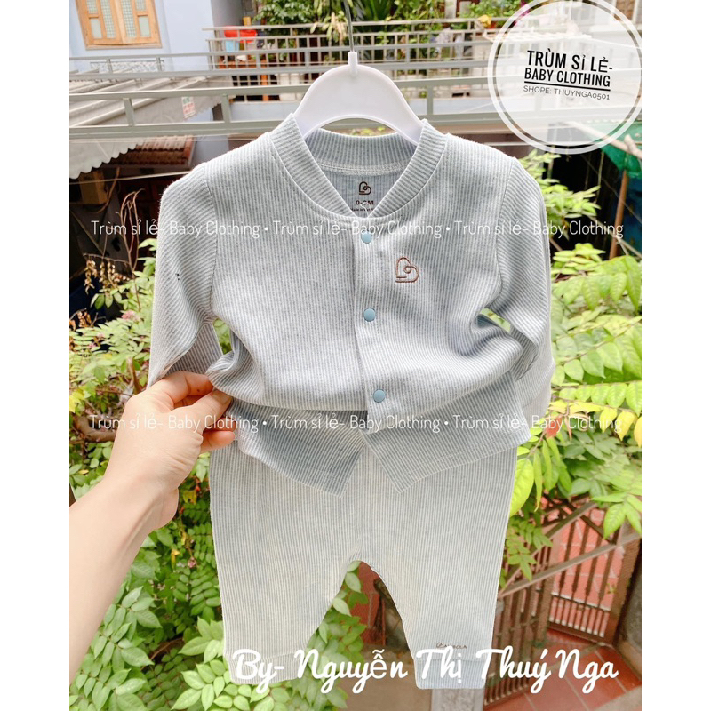 BAMBOLA Bộ áo quần dày tay BAMBOLA cài cúc chéo/ cúc giữa chất liệu cotton nu petit cao cấp cho bé yêu từ 0 - 6 tháng