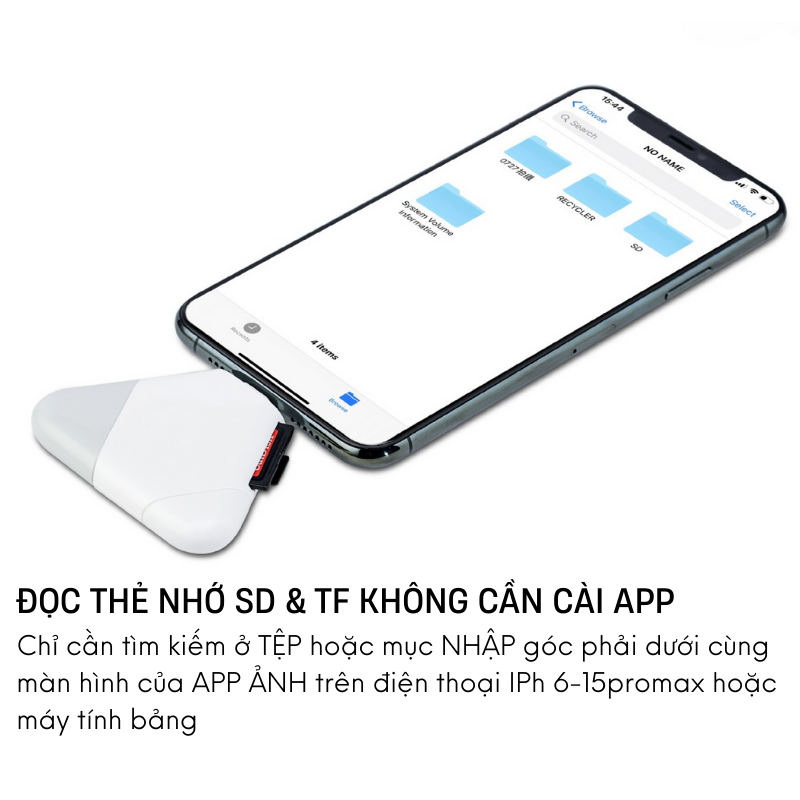Đầu đọc thẻ đa năng 3in1 SD TF dùng cho IPh 6-15promax, Android Type-C và máy tính bảng, laptop nhà táo,laptop windows