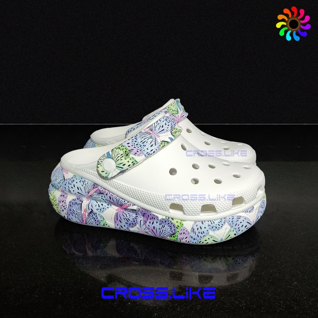 Sục nhựa Nữ CROSS Crush bướm xanh, sục đế cao 6cm tôn dáng, sục siêu bền, thời trang, thoáng khí, đi mưa thoải mái !