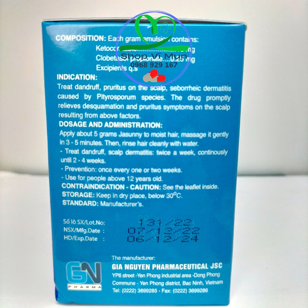 Dầu gội sạch gàu Jasunny hộp 50 gói. Hết ngứa da đầu