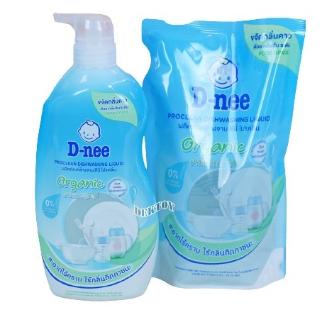 Nước rửa bình DNEE Organic Thái Lan cho bé - Mẫu mới Túi 500ml, chai 600ml