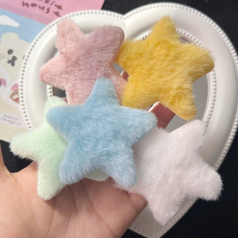 Kẹp Tóc Mái Hình Ngôi Sao Phối Lông Phong Cách Hàn Quốc Dễ Thương Cho Nữ