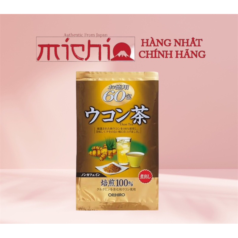 Trà nghệ Ukon Tea Orihiro Nhật Bản 60 gói - Trà nghệ giúp giải độc gan, bài tiết độc tố, phục hồi chức năng gan, tụy