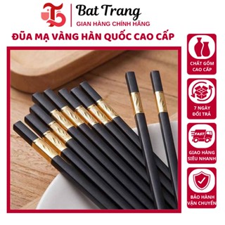 Bộ Đũa Mạ Vàng Hàn Quốc Nhựa Đen Nhật Cao Cấp Chống Trơn Chống Mốc Chịu Nhiệt - Tráng Sứ Store
