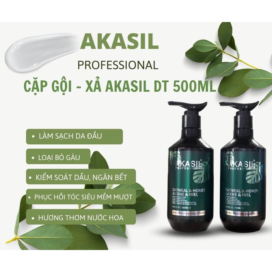 Dầu gội xả Akasil 1000ml * 2 ngăn dầu gầu ngăn rụng hiệu quả phục hồi tái sinh mầm tóc siêu mượt