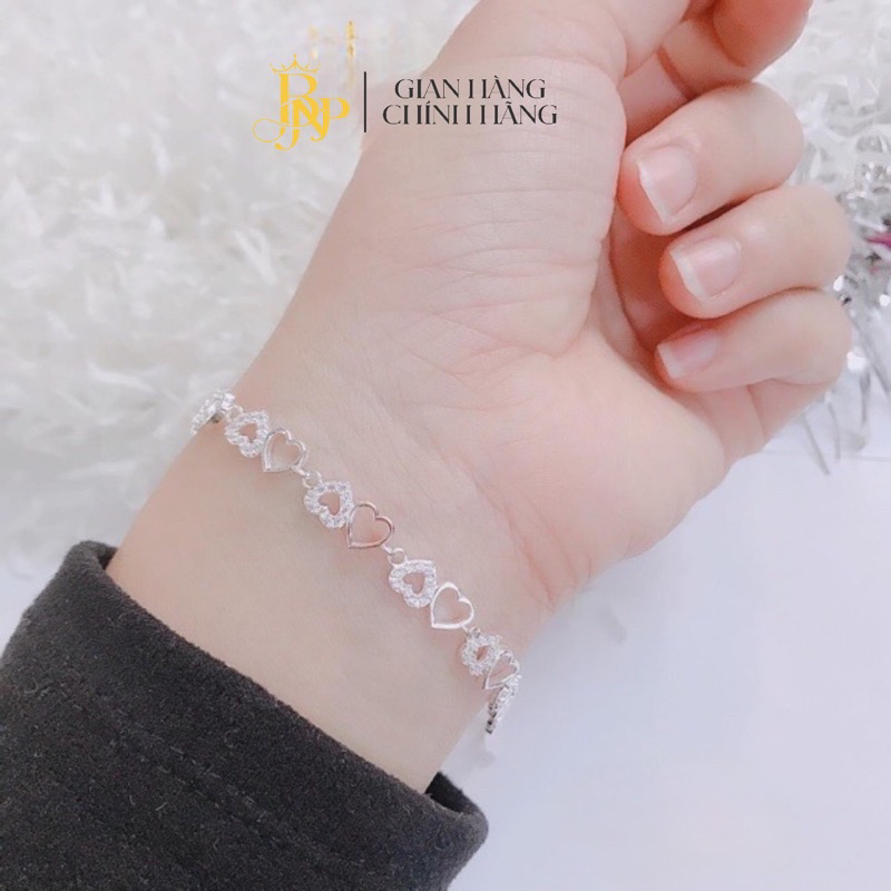 Lắc Tay Trái tim, Vòng Tay Full tim cho nữ , Bạc BNP