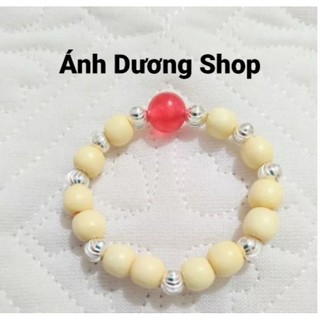 Vòng dâu mệnh HỎA kèm bi bạc cho bé. Dây chun. Ánh Dương Shop