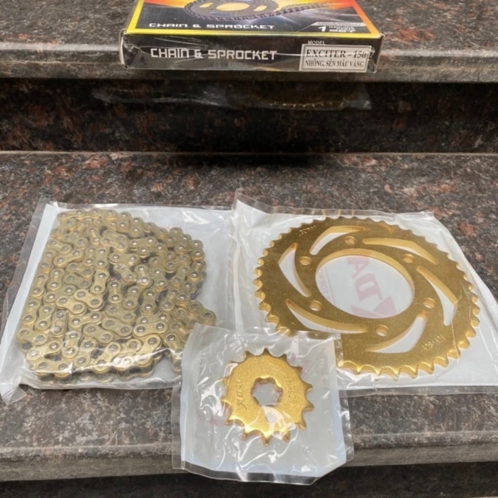 Bộ nhông xích exciter 150, ex 135 2010 nsd Did chính hãng 10li