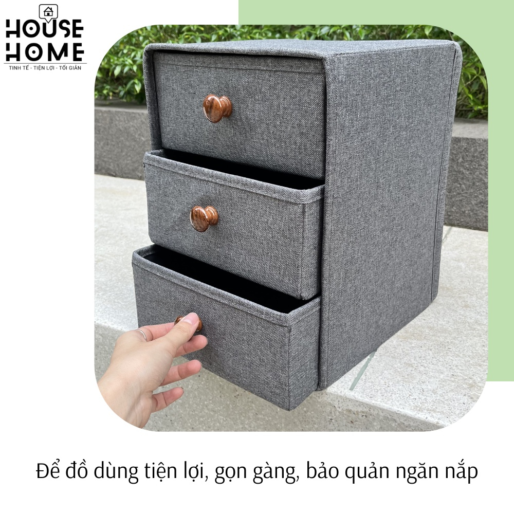 Tủ vải đựng đồ, dụng cụ trang điểm 3 tầng, Tủ Vải Đa Năng, Tủ mỹ phẩm để bàn Thiết Kế Gấp Gọn Tiện Lợi - Housetohome