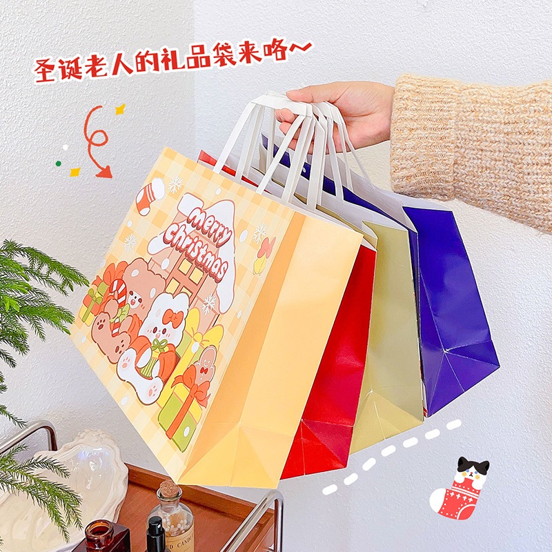 Túi Giấy Quai Xách Đựng Quà Tặng In Hình Cute Túi Mini Kraft Sinh Nhật Noel Giáng Sinh Dễ Thương