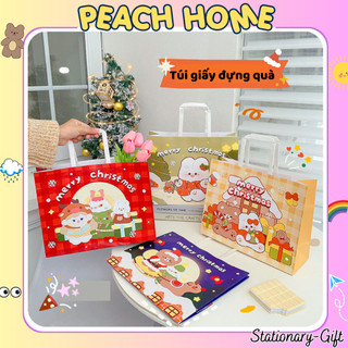 Túi giấy quai xách đựng quà tặng in hình cute túi mini kraft sinh nhật noel giáng sinh dễ thương