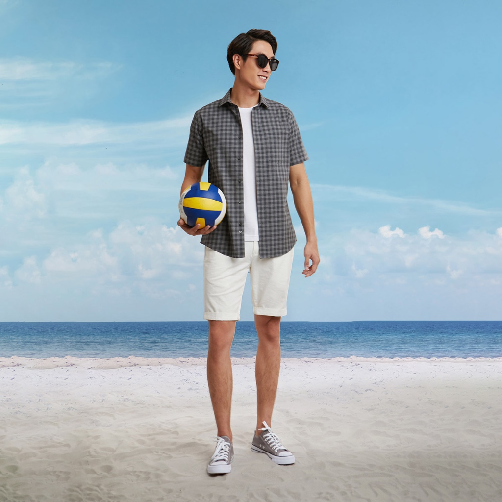 N&M Áo sơ mi caro Nam cotton tay ngắn 2101080