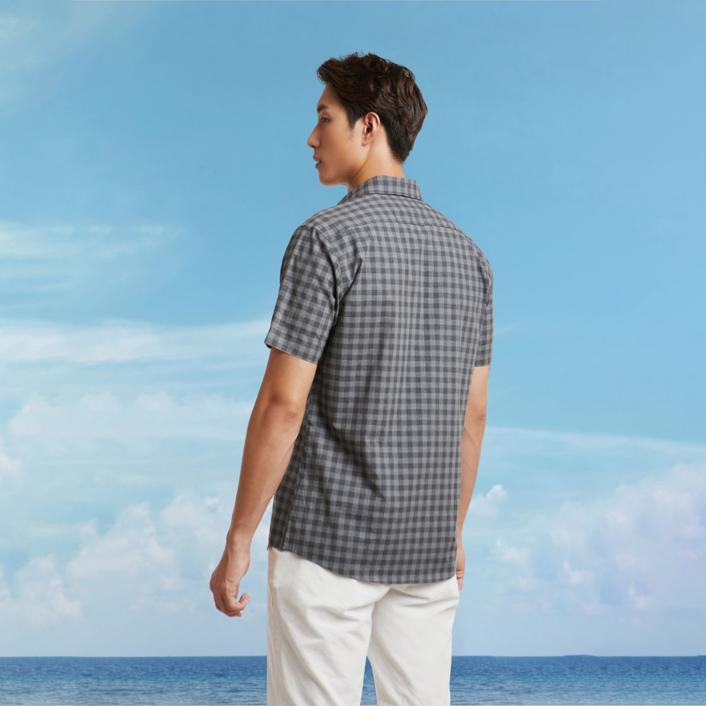 N&M Áo sơ mi caro Nam cotton tay ngắn 2101080