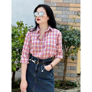 Áo Sơmi kẻ caro From rộng được thiết kế phong cách Hàn Quốc trẻ trung