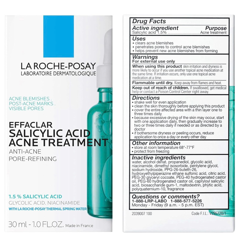 Serum tẩy tế bào chết LA ROCHE-POSAY Effaclar 1.5% Salicylic Acid Acne Treatment 30ml
