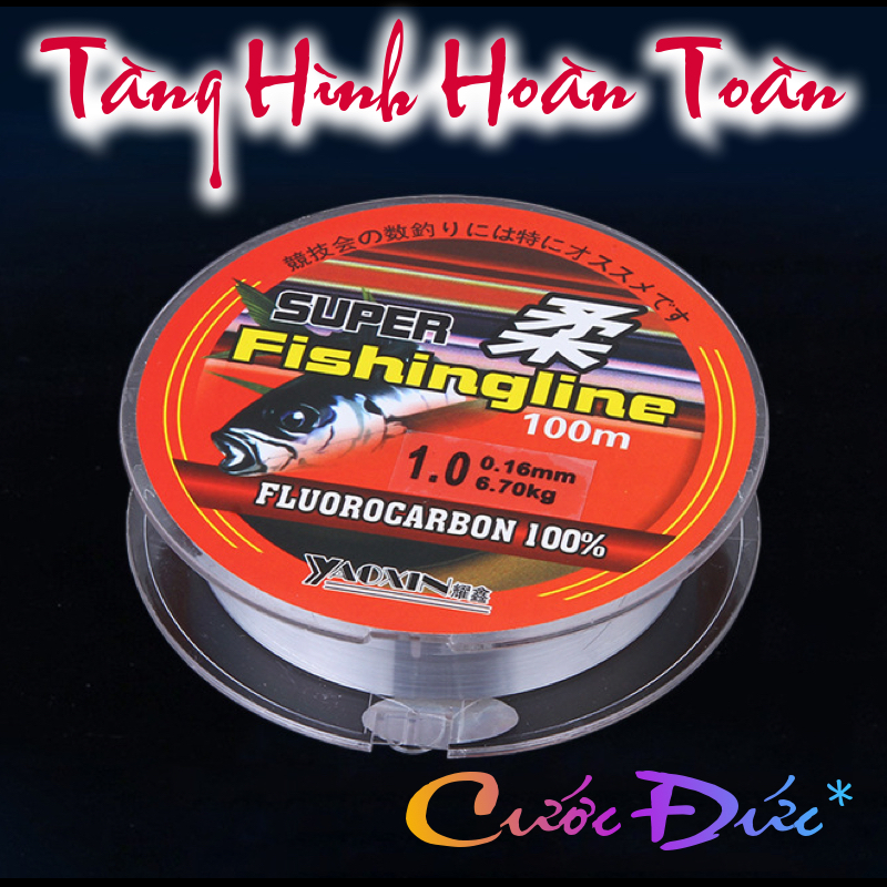 Cước Câu Cá 100M Ngụy Trang Tuyệt Phẩm - Tàng Hình Hoàn Toàn Trong Nước- 100% Fluorocarbon ✓