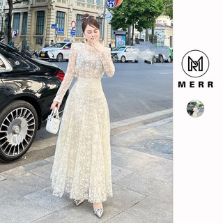 Đầm tafta phối hoa ren xanh cổ v kèm ảnh thật | merrchuyenvay