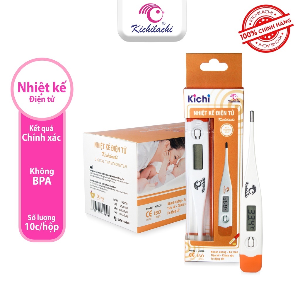 Nhiệt Kế Điện Tử Kichilachi CÓ KÈM PIN Tiện Lợi An Toàn Cho Bé